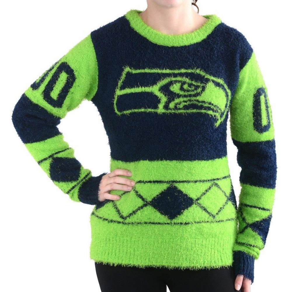 [NWT] Seattle Seahawks Eyelash Ugly Sweater Cozy